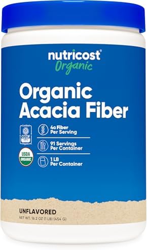 Nutricost Polvo de Fibra de Acacia Orgánica (1 LB) Sin Sabor - Orgánico USDA, Certificado CCOF, 4g de Fibra por Porción, Vegano, Sin OGM, Sin Gluten, - imagen 1