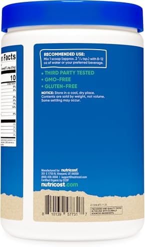 Nutricost Polvo de Fibra de Acacia Orgánica (1 LB) Sin Sabor - Orgánico USDA, Certificado CCOF, 4g de Fibra por Porción, Vegano, Sin OGM, Sin Gluten, - imagen 4
