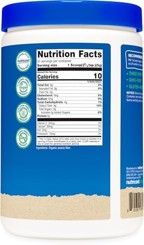 Nutricost Polvo de Fibra de Acacia Orgánica (1 LB) Sin Sabor - Orgánico USDA, Certificado CCOF, 4g de Fibra por Porción, Vegano, Sin OGM, Sin Gluten, - imagen 5