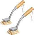 Cepillo para Platos MR.SIGA con Mango Largo de Bambú y Raspador Integrado, Cepillo para Sartenes y Ollas, Paquete de 2 - imagen 1