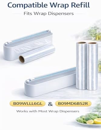 Rollo de Repuesto de Plástico para Dispensadores, 12 Pulgadas x 266 Pies, Envoltura de Alimentos Segura para Microondas, 2 Paquetes, Libre de BPA - imagen 2