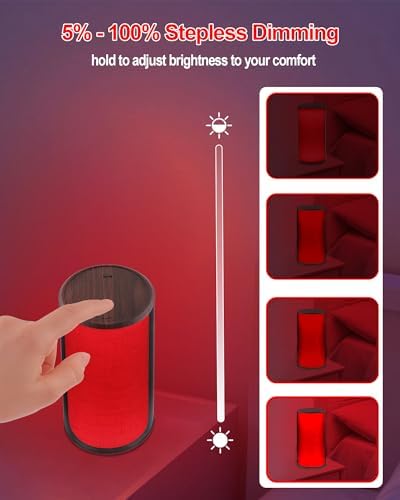 Lámpara de Luz Roja Finezeal 670nm para Dormir - Sin Luz Azul, Recargable, Portátil y Regulable, Lámpara Roja y Ámbar 1500K para Dormitorio y Camping - imagen 5