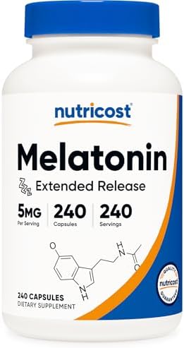 Nutricost Melatonina (5mg) 240 Cápsulas - Liberación Prolongada, Apoyo para el Sueño, Vegano, Sin OGM, Sin Gluten - imagen 1