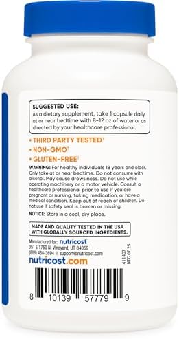 Nutricost Melatonina (5mg) 240 Cápsulas - Liberación Prolongada, Apoyo para el Sueño, Vegano, Sin OGM, Sin Gluten - imagen 4