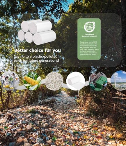 Bolsas de Basura Compostables de 1.2 Galones, Bolsas Pequeñas para Baño, Oficina y Cocina, Resistentes para Botes de 4.5-5 Litros, Color Blanco - imagen 2