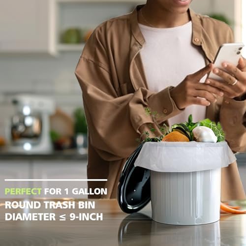 Bolsas de Basura Compostables de 1.2 Galones, Bolsas Pequeñas para Baño, Oficina y Cocina, Resistentes para Botes de 4.5-5 Litros, Color Blanco - imagen 6