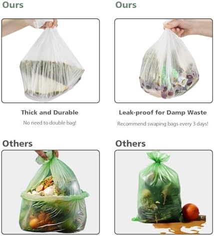 Bolsas de Basura Compostables de 1.2 Galones, Bolsas Pequeñas para Baño, Oficina y Cocina, Resistentes para Botes de 4.5-5 Litros, Color Blanco - imagen 7