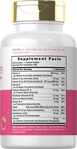 Carlyle Multivitamínico y Multimineral para Mujeres | 365 Tabletas | Suplemento Diario con Beta-Caroteno, Ácido Fólico y Vitamina D | Sin OGM, - imagen 2