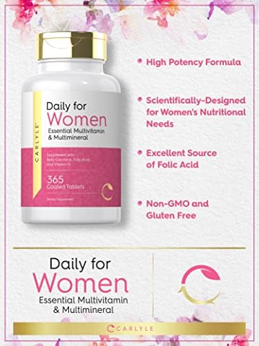 Carlyle Multivitamínico y Multimineral para Mujeres | 365 Tabletas | Suplemento Diario con Beta-Caroteno, Ácido Fólico y Vitamina D | Sin OGM, - imagen 3