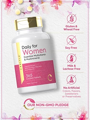 Carlyle Multivitamínico y Multimineral para Mujeres | 365 Tabletas | Suplemento Diario con Beta-Caroteno, Ácido Fólico y Vitamina D | Sin OGM, - imagen 4