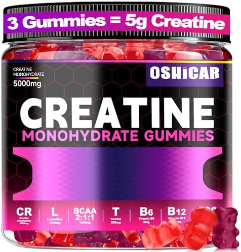 Gomitas de Creatina OSHICAR para Mujeres, 3 Gomitas = 5g de Creatina Monohidratada con L-Carnitina, BCAA y Taurina – Sin Azúcar, Veganas, Color - imagen 1