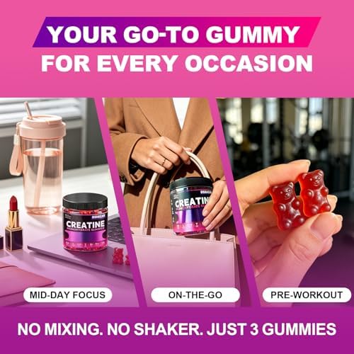 Gomitas de Creatina OSHICAR para Mujeres, 3 Gomitas = 5g de Creatina Monohidratada con L-Carnitina, BCAA y Taurina – Sin Azúcar, Veganas, Color - imagen 7