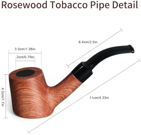 Juego de Pipas de Tabaco Joyoldelf de Madera de Rosa, Pipa Clásica con Diseño de Fondo Plano, Hecha a Mano con Caja de Regalo para Principiantes - imagen 2