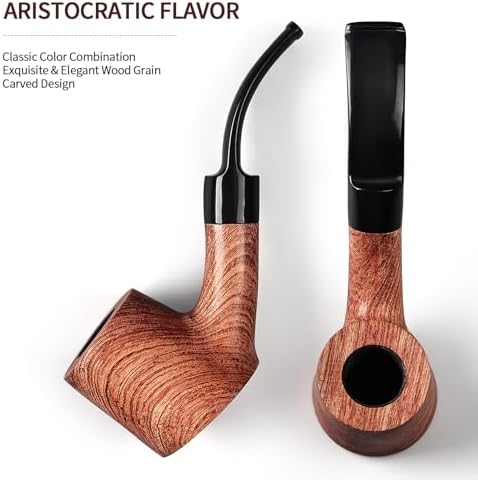 Juego de Pipas de Tabaco Joyoldelf de Madera de Rosa, Pipa Clásica con Diseño de Fondo Plano, Hecha a Mano con Caja de Regalo para Principiantes - imagen 4