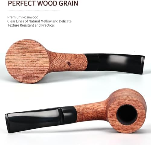 Juego de Pipas de Tabaco Joyoldelf de Madera de Rosa, Pipa Clásica con Diseño de Fondo Plano, Hecha a Mano con Caja de Regalo para Principiantes - imagen 5