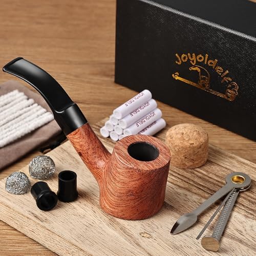 Juego de Pipas de Tabaco Joyoldelf de Madera de Rosa, Pipa Clásica con Diseño de Fondo Plano, Hecha a Mano con Caja de Regalo para Principiantes - imagen 6