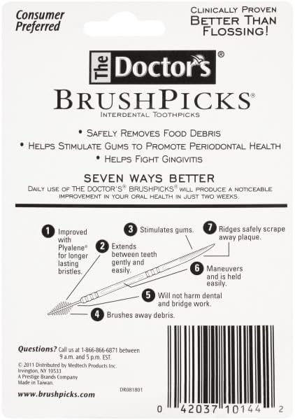 Palillos Interdentales The Doctor's BrushPicks, 275 Piezas (Paquete de 5), Cuidado de Encías, Limpieza Dental, Estuche Portátil - imagen 3