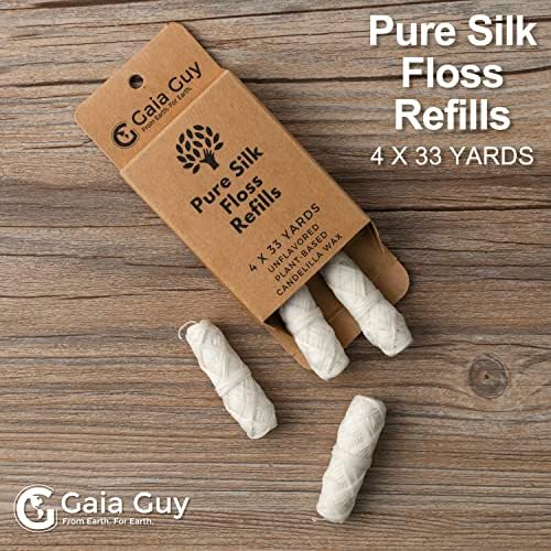 Relleno de Hilo Dental de Seda Gaia Guy | Seda Natural Sin Sabor | 4 bobinas de 30 m | Hilo Compostable, Sostenible y Biodegradable con Empaque - imagen 2