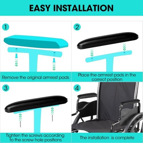 Almohadillas para Reposabrazos de Silla de Ruedas - Cojines de Espuma Premium, Ajuste Universal para Partes de Sillas Drive/Invacare/Medline, - imagen 3