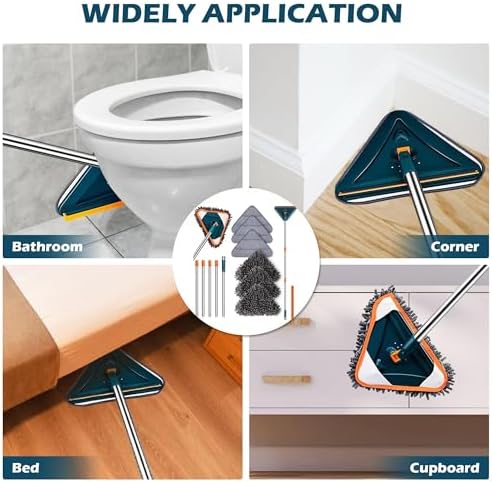 Mopa Limpiadora de Paredes con Mango Largo, Mopa Rotativa 360°, Herramienta de Limpieza de Zócalos de 85“ para Paredes, Ventiladores de Techo y Pisos - imagen 4