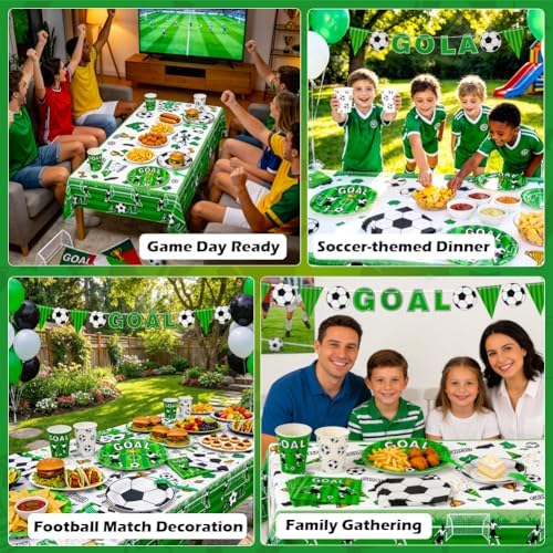 GINOYA 96 Piezas de Platos y Servilletas para Fiesta de Fútbol - Decoraciones de Cumpleaños y Suministros para el Mundial, Sirve a 24 Personas - imagen 4