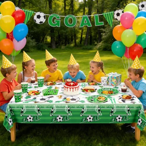 GINOYA 96 Piezas de Platos y Servilletas para Fiesta de Fútbol - Decoraciones de Cumpleaños y Suministros para el Mundial, Sirve a 24 Personas - imagen 5