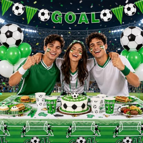 GINOYA 96 Piezas de Platos y Servilletas para Fiesta de Fútbol - Decoraciones de Cumpleaños y Suministros para el Mundial, Sirve a 24 Personas - imagen 7