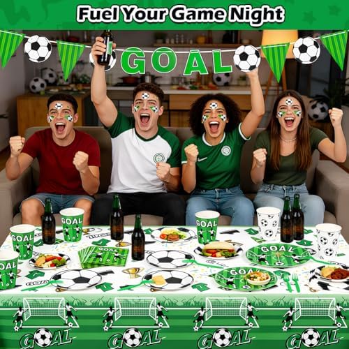 GINOYA 96 Piezas de Platos y Servilletas para Fiesta de Fútbol - Decoraciones de Cumpleaños y Suministros para el Mundial, Sirve a 24 Personas - imagen 8