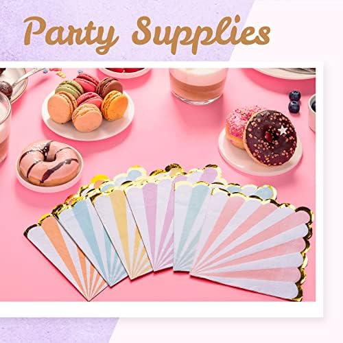 Servilletas de Papel para Fiesta, Borde Ondulado Pastel con Foil Dorado, 6 Colores, 3 Capas, 100 Páginas, 6.5 x 6.5 Pulgadas - imagen 3