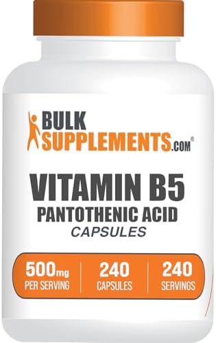 Cápsulas de Vitamina B5 BulkSupplements.com - Ácido Pantoténico, Suplemento de Vitamina B, 500 mg, Libre de Gluten, 240 Cápsulas - imagen 1