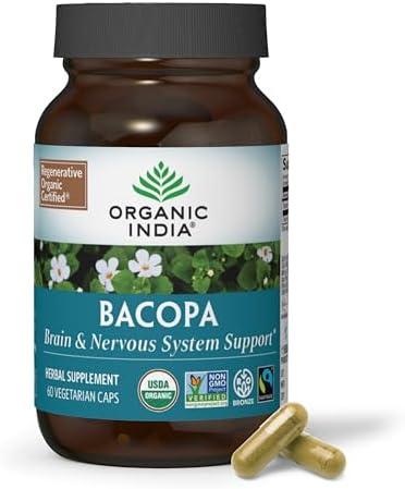Suplemento de Bacopa ORGANIC INDIA - Bacopa Monnieri Orgánico, Apoyo para el Cerebro, Enfoque y Memoria para Hombres y Mujeres, Hierbas Ayurvédicas, - imagen 1