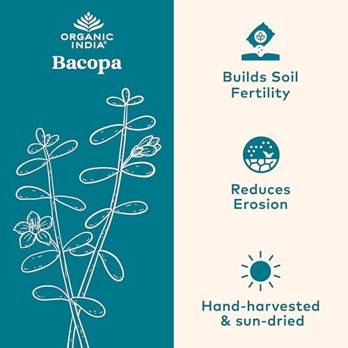Suplemento de Bacopa ORGANIC INDIA - Bacopa Monnieri Orgánico, Apoyo para el Cerebro, Enfoque y Memoria para Hombres y Mujeres, Hierbas Ayurvédicas, - imagen 7