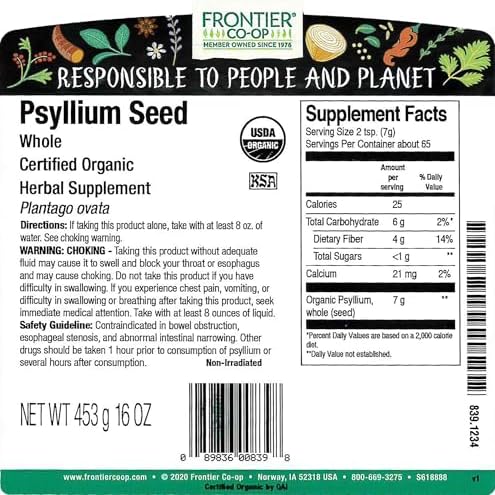 Semilla de Psyllium Orgánica Entera Frontier Co-op 1 lb - imagen 2