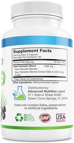 Advanced Nutrition Labs Berries y Extracto de Saw Palmetto - Suplemento de 1500 mg para Hombres y Mujeres - Bloqueador de DHT para Crecimiento - imagen 2