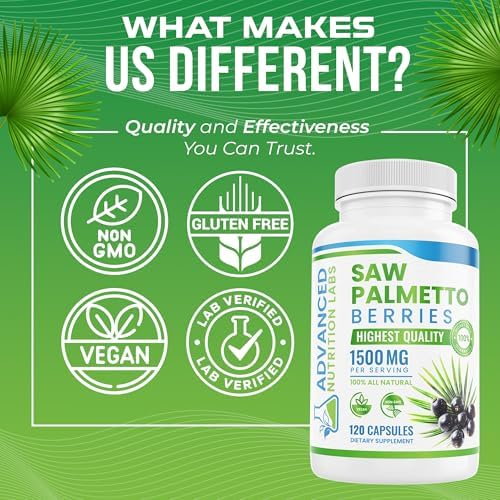 Advanced Nutrition Labs Berries y Extracto de Saw Palmetto - Suplemento de 1500 mg para Hombres y Mujeres - Bloqueador de DHT para Crecimiento - imagen 8