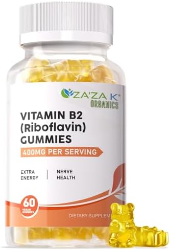 Gomitas de Vitamina B2 ZA'ZA K ORGANICS - Riboflavina 400 mg para Niños y Adultos, Suplemento Vegano, Apoyo Energético y Salud Nerviosa, 60 Gomitas - imagen 1
