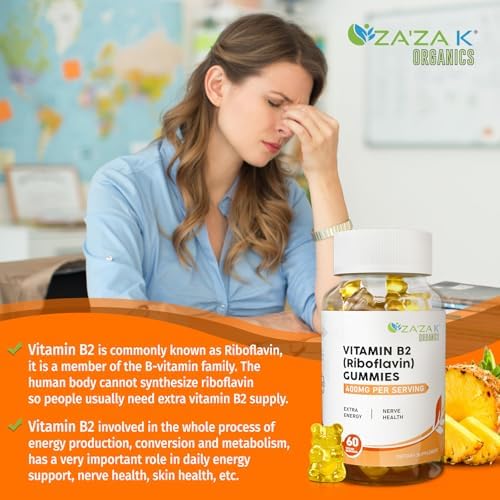 Gomitas de Vitamina B2 ZA'ZA K ORGANICS - Riboflavina 400 mg para Niños y Adultos, Suplemento Vegano, Apoyo Energético y Salud Nerviosa, 60 Gomitas - imagen 5
