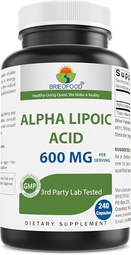 Brieofood Ácido Lipoico 600mg por Porción - 240 Cápsulas - Sin OGM, Libre de Gluten - imagen 1