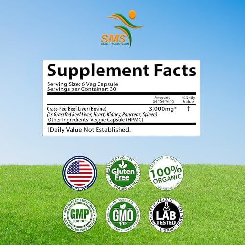 Suplemento de Órganos de Res - Alimentado con Pasto y Criado en Pastoreo - Bienestar Total y Rendimiento, Complejo de Órganos con 3000mg de Hígado, - imagen 4