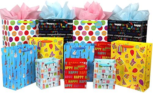 Juego de 12 Bolsas de Regalo para Cumpleaños, Tamaños Grande, Mediano y Pequeño, para Niños, Niñas, Mujeres y Hombres - imagen 1