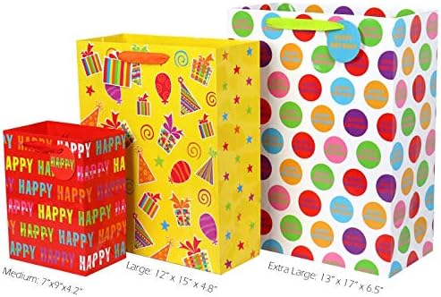 Juego de 12 Bolsas de Regalo para Cumpleaños, Tamaños Grande, Mediano y Pequeño, para Niños, Niñas, Mujeres y Hombres - imagen 4