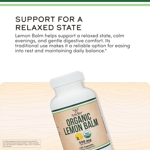 Suplementos Double Wood Bálsamo de Limón Orgánico 120 Cápsulas - Digestión y Relajación 590mg - 120 Porciones - Sin OGM, Sin Gluten y Vegano - imagen 4