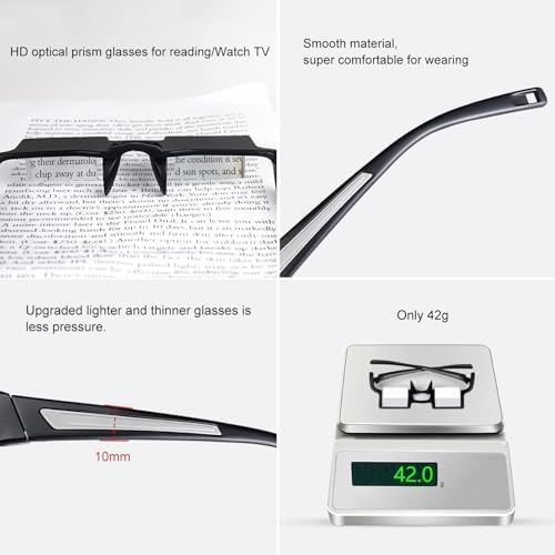 Gafas de lectura okcsc Lazy, ligeras y delgadas, con prisma de 90° para ver TV o leer acostado. Gafas HD para mayor comodidad. - imagen 3