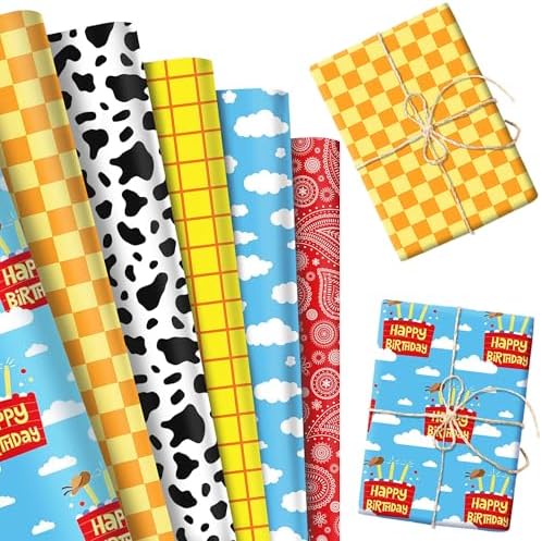 Papel de Regalo LaVenty para Fiesta de Cumpleaños, Diseño Vaquero, Decoración DIY para Manualidades en el Desierto - imagen 1