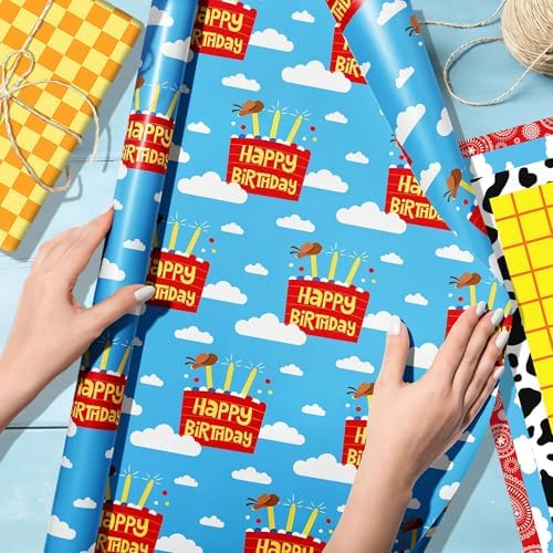 Papel de Regalo LaVenty para Fiesta de Cumpleaños, Diseño Vaquero, Decoración DIY para Manualidades en el Desierto - imagen 3