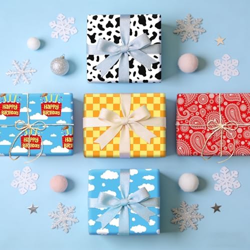 Papel de Regalo LaVenty para Fiesta de Cumpleaños, Diseño Vaquero, Decoración DIY para Manualidades en el Desierto - imagen 4