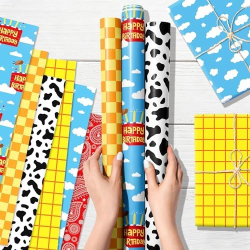 Papel de Regalo LaVenty para Fiesta de Cumpleaños, Diseño Vaquero, Decoración DIY para Manualidades en el Desierto - imagen 5