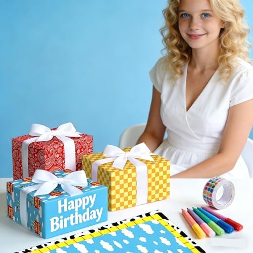 Papel de Regalo LaVenty para Fiesta de Cumpleaños, Diseño Vaquero, Decoración DIY para Manualidades en el Desierto - imagen 6