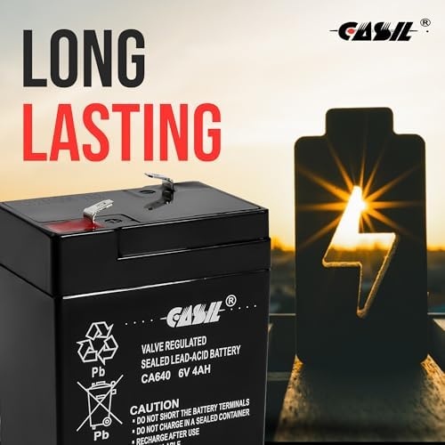 Batería Casil 6V 4Ah SLA – Recargable de Plomo Ácido Sellada AGM – Terminal F1 – Reemplazo para Power Wheels, Comederos de Ciervos, Luces de - imagen 4