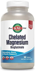 KAL Magnesio Bisglicinato Quelado, Suplemento para Relajación, Salud Ósea y Soporte Muscular, Alta Absorción, Vegano, Sin Gluten, 180 Tabletas - imagen 1